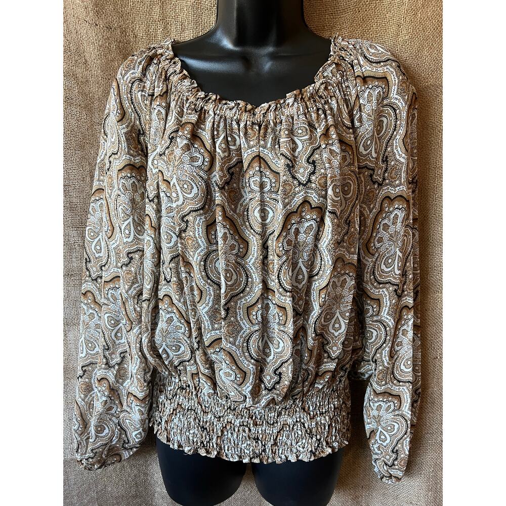 Michael Kors neutral tones silk blouse large
